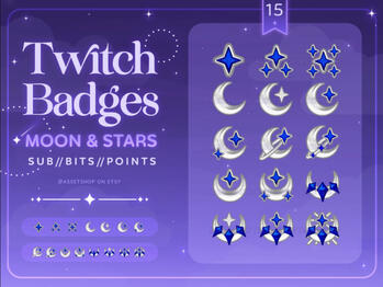 ⁘Silver Moon & Stars - Asset Shop